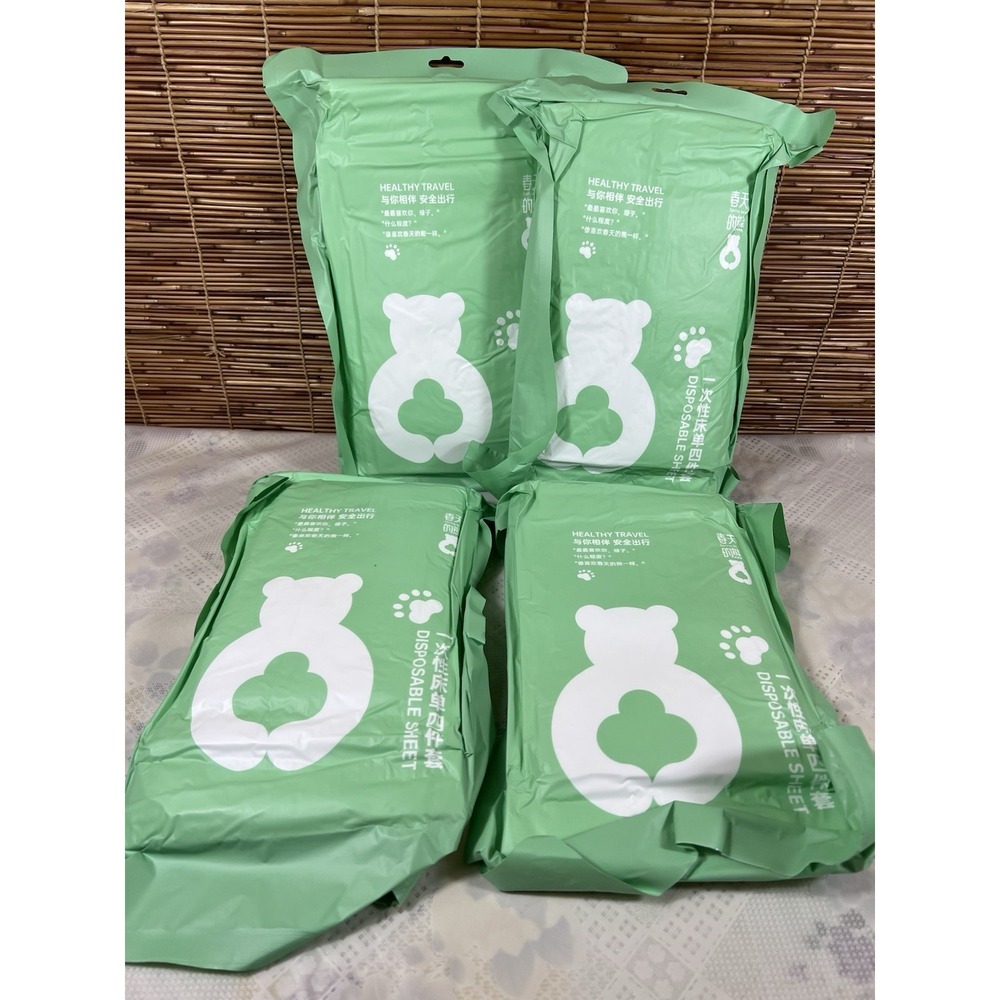 4- Bags Disposable bedsheets‎ for travel. Perfect For Hotels. (4) Pcs